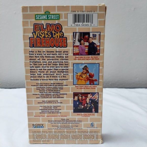 Sesame Street Elmo Visits The Firehouse VHS Video VCR Tape Rare VTG Kids Tested! - Picture 3 of 5